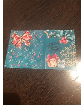 Открытка "Чудесного нового года" зеленая, лицевая сторона 6,8*10 1 шт.-foto2