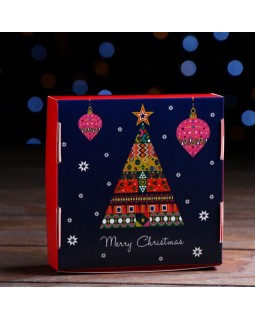 Подарочная коробка сборная с окном "Новогодняя абстракция", 11,5 х 11,5 х 3 см 7118232-foto2