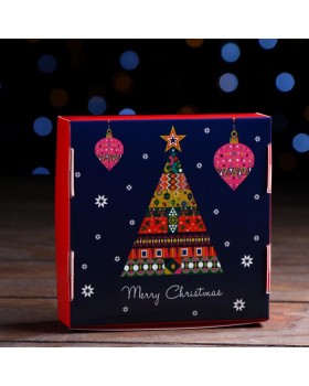 Подарочная коробка сборная с окном "Новогодняя абстракция", 11,5 х 11,5 х 3 см 7118232-foto2