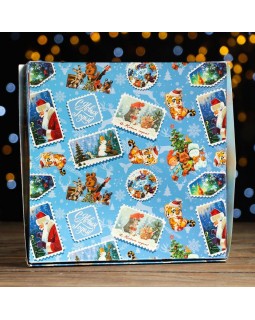 Коробка складная "Новогодние марки", 20 х 20 х 4 см 7189232-foto2