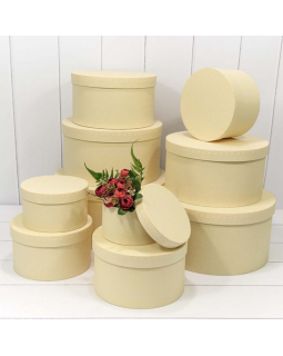 Коробка Круглая 35*17,3 из дизайнерской бумаги Бежевый 721813/0030-foto2