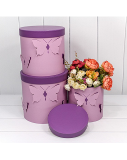 Коробка Цилиндр 21,5*21,5 "Бабочки" Сиреневый 720901/5-foto2