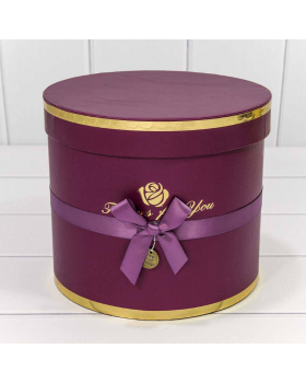 Коробка Цилиндр 20,5*18 "Flowers for you" Сливовый 7215009/1930