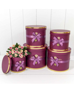 Коробка Цилиндр 18,5*16,5 "Flowers for you" Сливовый 7215009/1930-foto2