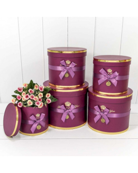 Коробка Цилиндр 18,5*16,5 "Flowers for you" Сливовый 7215009/1930-foto2
