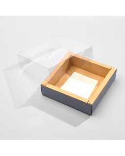 Коробка самосборная с прозрачной крышкой 10,5*10,5*3,5 см АМ-foto2