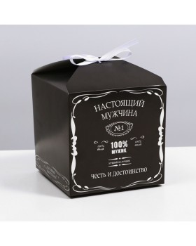 Коробка складная "100% мужик", 14 х 14 х 14 см 7607389