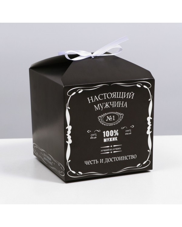 Коробка складная "100% мужик", 14 х 14 х 14 см 7607389