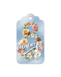 Бирка фигурная 8 марта. Цветы на голубом фоне 10  шт.-foto2