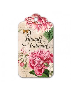 Бирка фигурная "Винтажные розовые пионы. Ручная работа" 10 шт-foto2