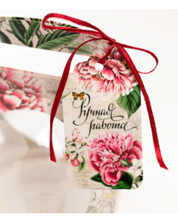 Бирка фигурная "Винтажные розовые пионы. Ручная работа" 10 шт-foto3