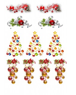 В241 Ленточки и елочки, картинки на водорастворимой бумаге 80х50 А4, В241