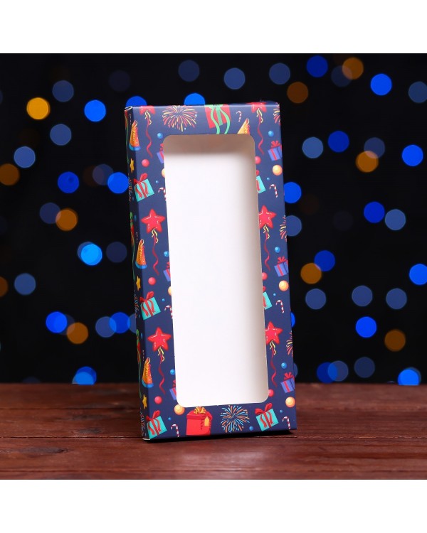 Подарочная коробка под плитку шоколада с окном "Подарки", 17,1 х 8 х 1,4 см