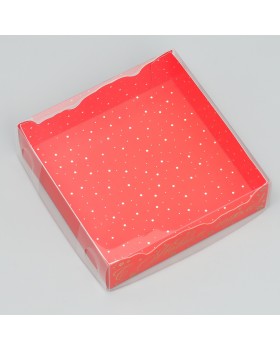 Коробка для макарун «С Новым годом!», дно с тиснением, 12 × 12 × 3 см