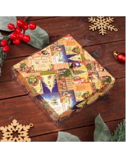 Коробка для печенья "Новогодняя афиша", 12 х 12 х 3 см-foto2