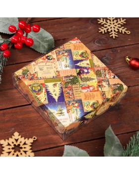 Коробка для печенья "Новогодняя афиша", 12 х 12 х 3 см-foto2