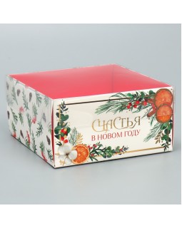 Коробка для кондитерских изделий с PVC крышкой «Счастья в новом году», 12 х 6 х 11.5 см-foto2