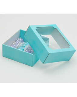 Коробка сборная, крышка-дно, с окном, голубая, 14,5 х 14,5 х 6 см-foto2