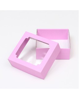 Коробка сборная, крышка-дно, с окном, сиреневая, 14,5 х 14,5 х 6 см-foto2