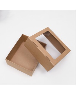 Коробка сборная, крышка-дно, «бурая», с окном, 21 х 18 х 8 см-foto2