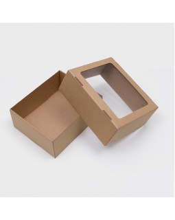 Коробка сборная. крышка-дно, "бурая" с окном 25 х 21 х 10 см-foto2