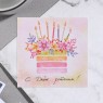 Открытка мини "С Днём Рождения!" торт, цветы, 7,5 х 7,5 см 10 шт
