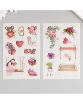 Наклейка бумага "Романтика для двоих" набор 6 листов 18,6х10 см-foto2